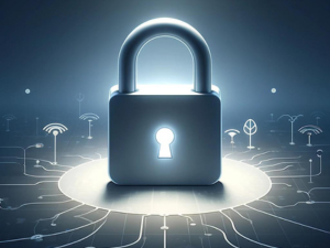 padlock with white glowing key hole