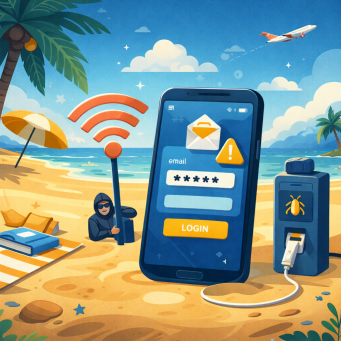 image of phone on beach